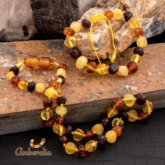 Baby teething Baltic Amber Necklace an bracelet Set 13" and adjustable bracelet - Picture 6 of 16